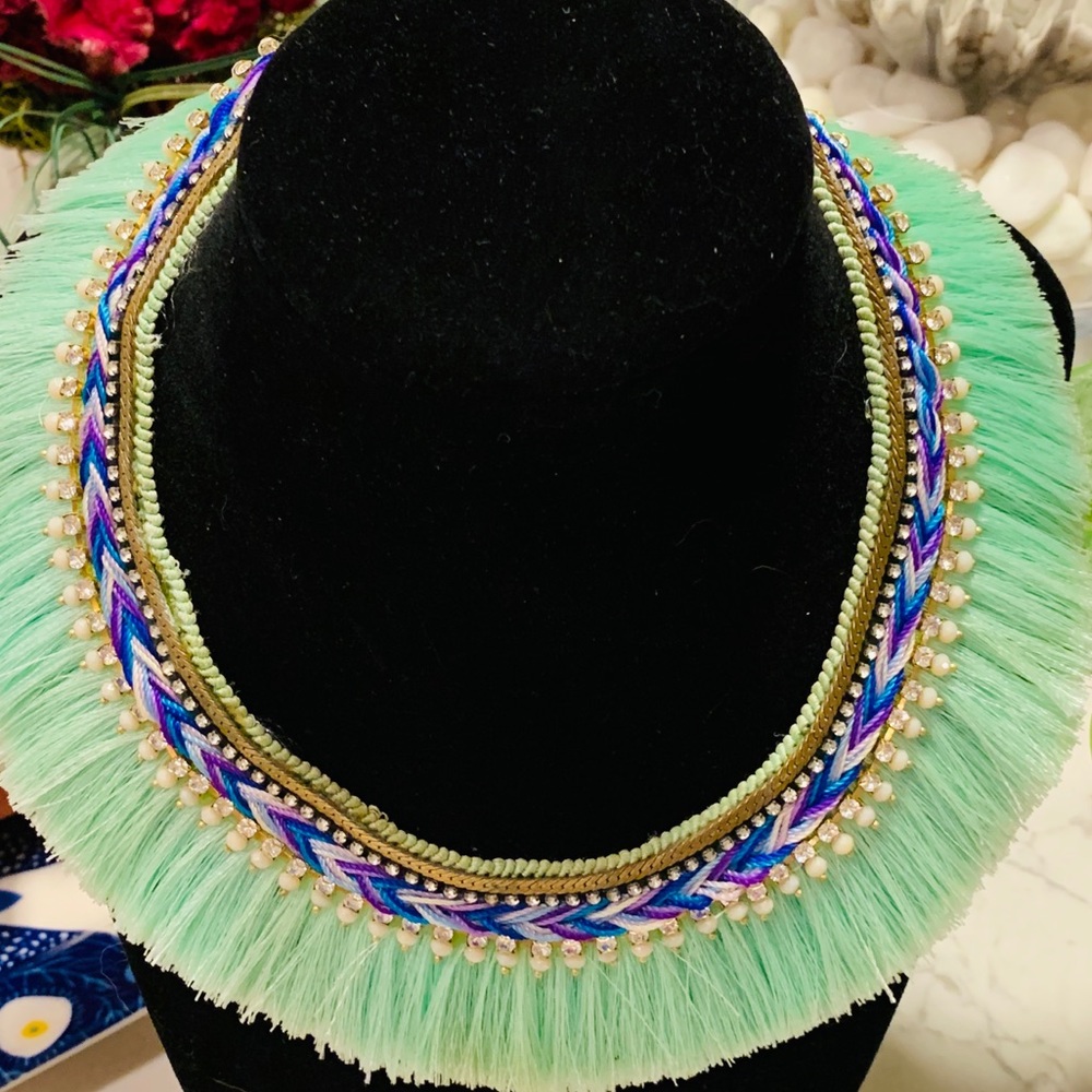 Anthropologie Serafina Green Collar Bib Necklace